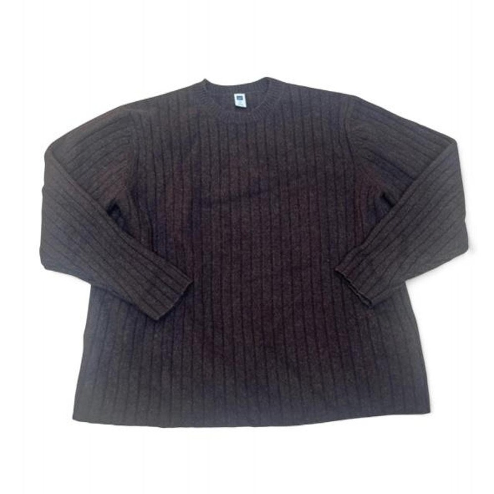 Vintage Gap 100% Lambswool Ribbed Knit Crewneck Sweater XL Brown Cozy